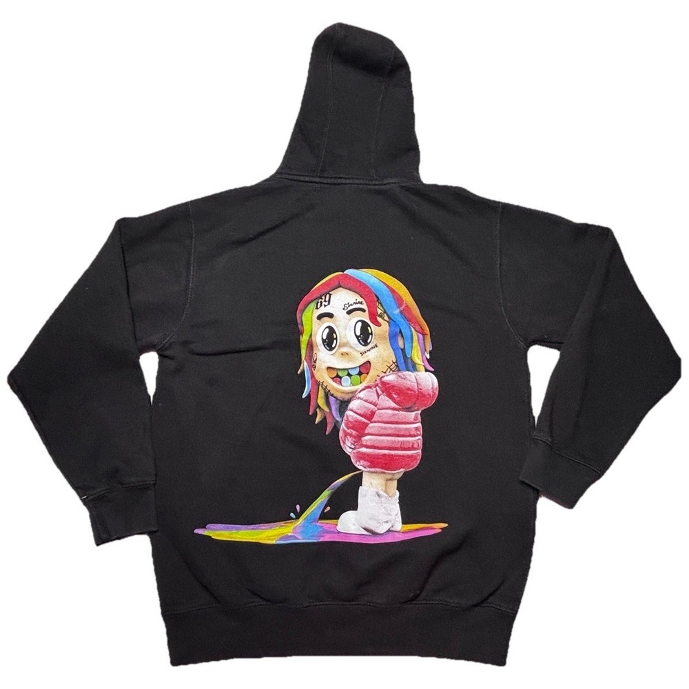 6ix9ine Tekashi 69 Hoodie Black Graphic Rap Merch Streetwear Sz M Hip Hop Dummy